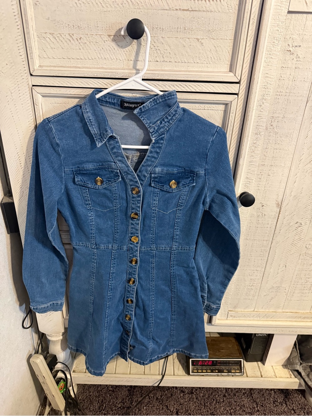 Allegra K Medium Blue Denim Shirt Dress